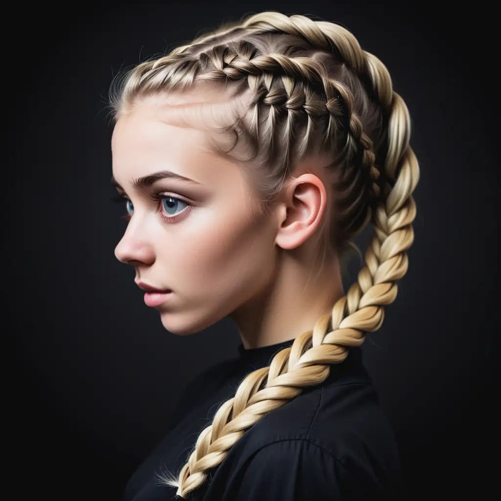 Young Woman with Braided Hair in Modern Artistic Style