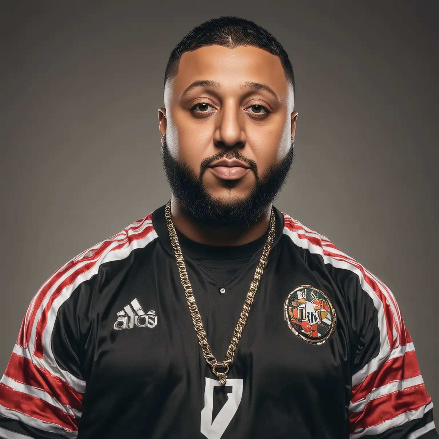 Soccer Player Portrait with DJ Khaled Capturing Athleticism and Music Influence