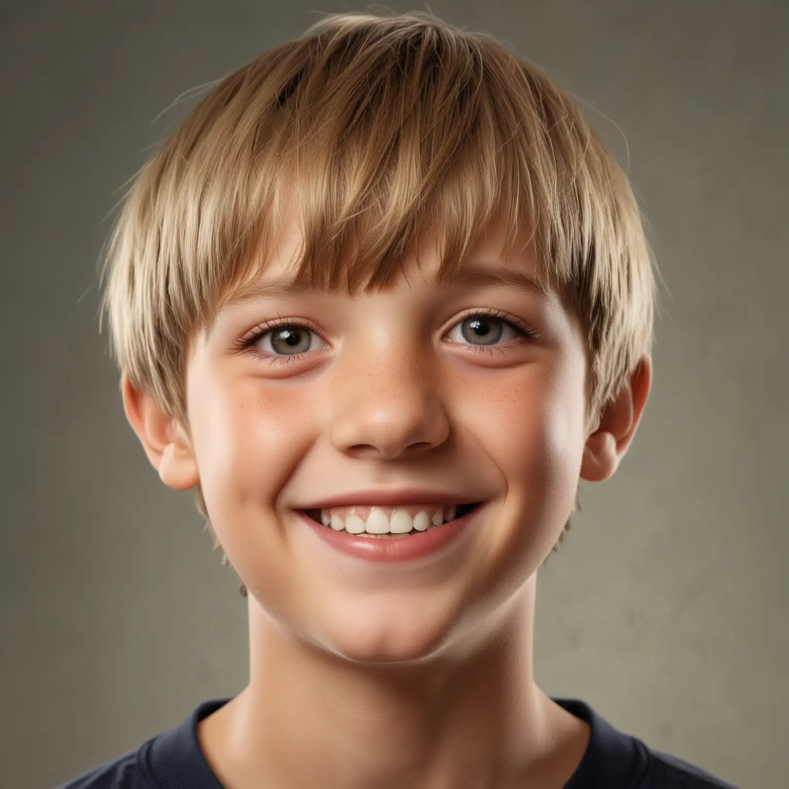 Hyper Realistic Portrait of a Happy TwelveYearOld Boy with Light Hair