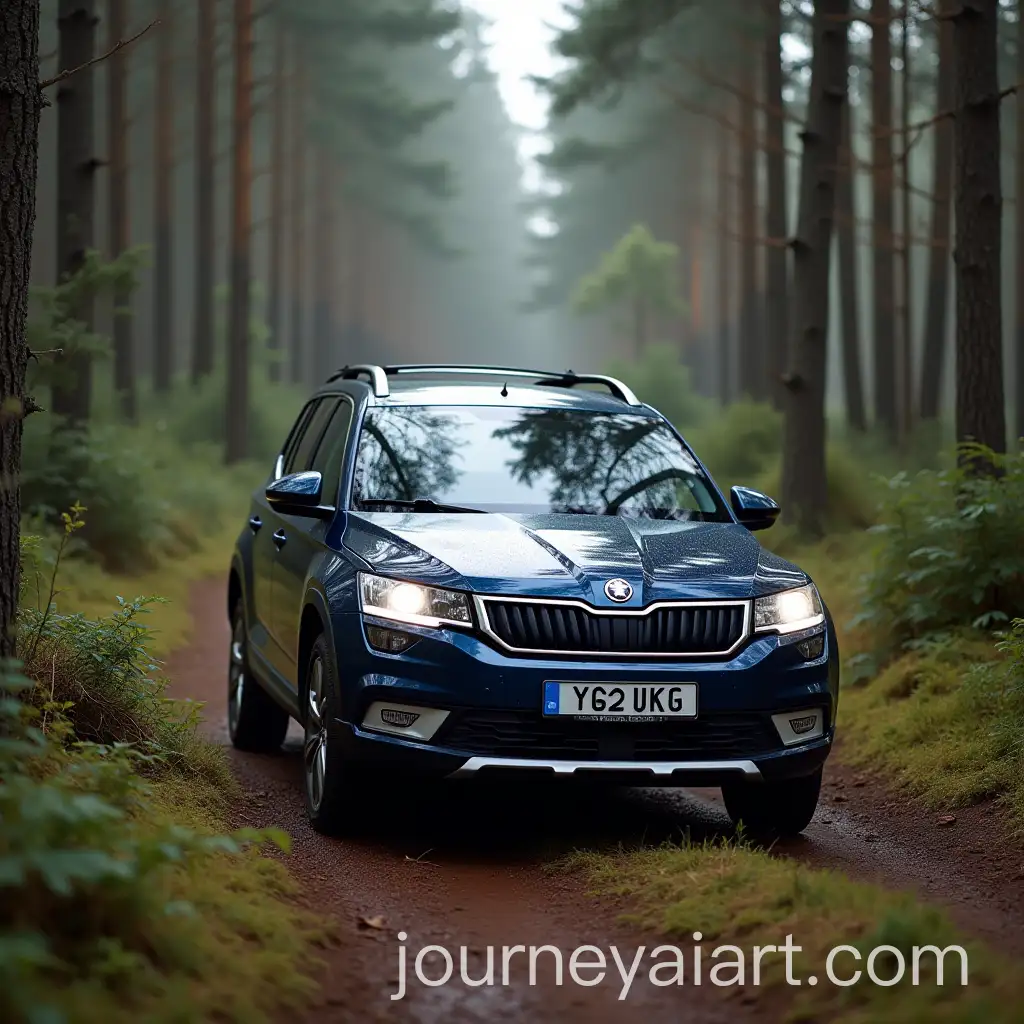 Dark-Blue-Skoda-Yeti-Racing-Through-a-Forest-Trail-in-Realistic-Style