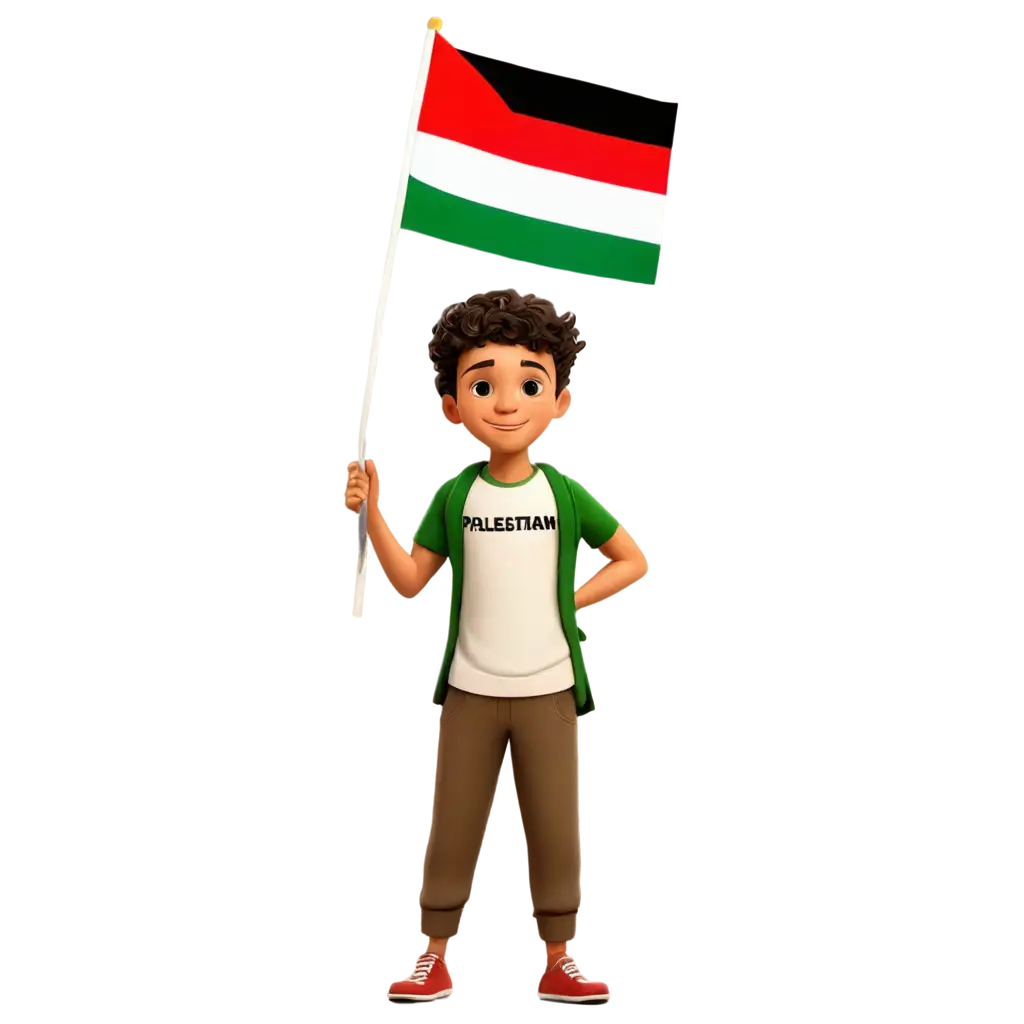 Cartoon-Design-of-a-Diligent-Boy-with-Palestinian-Flag-PNG-Image-for-Digital-and-Print-Use