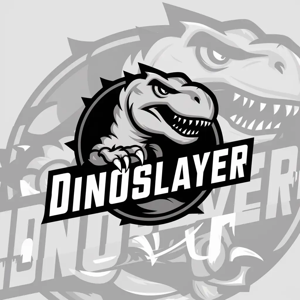 a logo design,with the text "Dinoslayer", main symbol:Dinosaur,Moderate,be used in Music industry,clear background