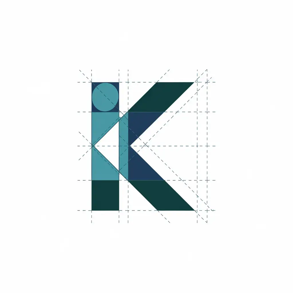 LOGO Design for K Background with the Letter K in Parametric Style