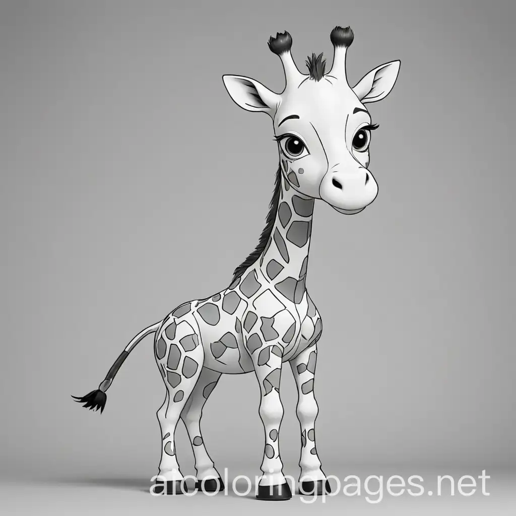 Giraffe-Coloring-Page-for-Kids-Friendly-Cartoon-Design-with-Giraffe