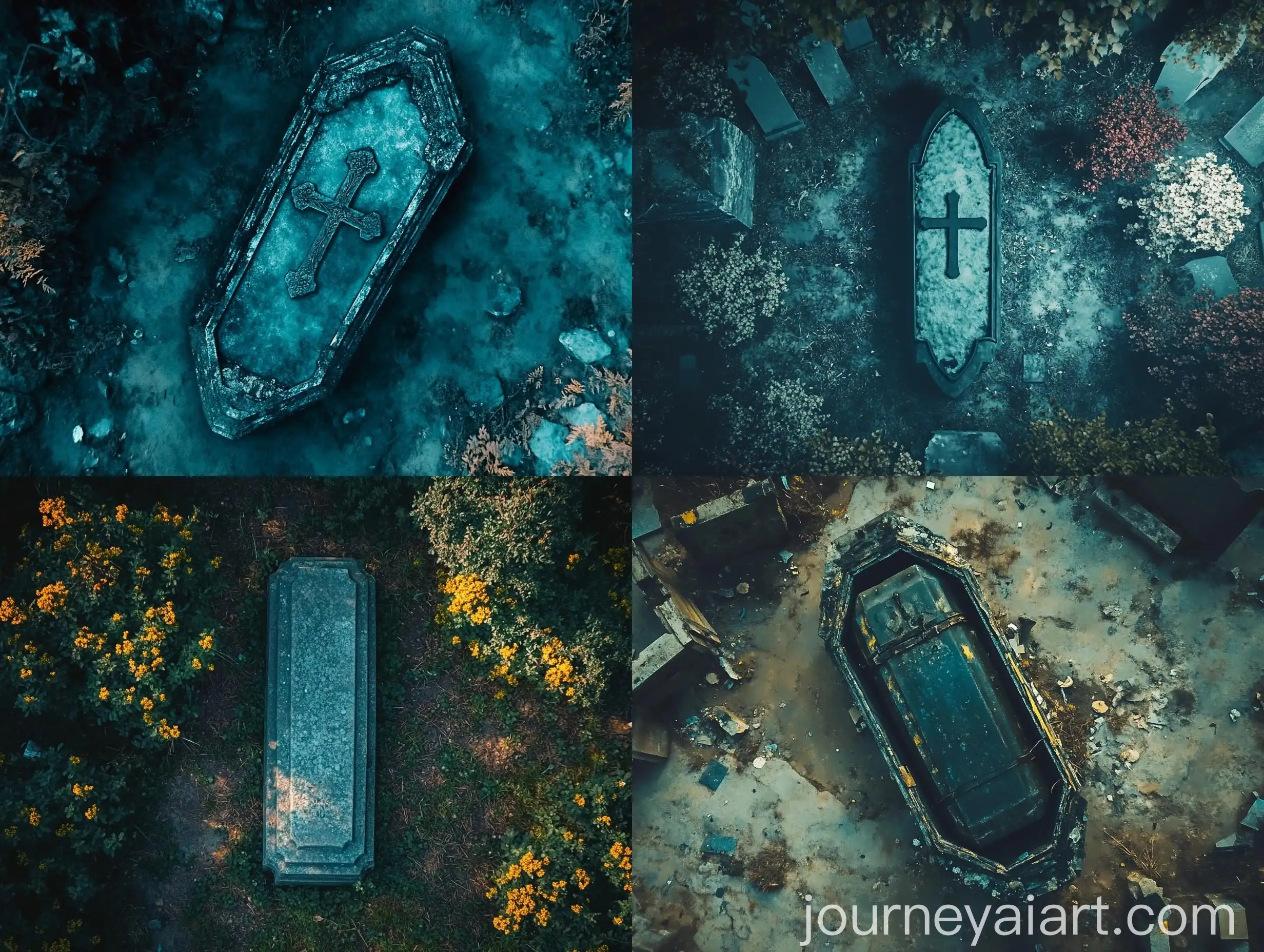 TopDown-View-of-Cold-and-Gloomy-Cemetery-Coffin