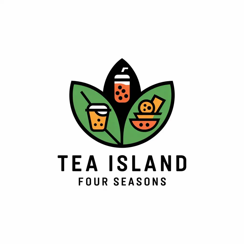 LOGO-Design-for-Tea-Island-Four-Seasons-Tea-Leaves-and-Milk-Tea-Theme