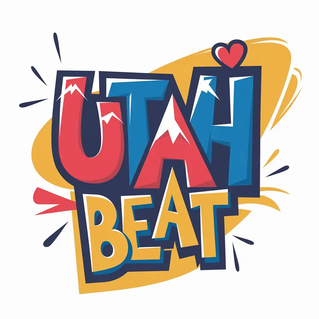 LOGO Design for Utah Beat Playful Bright Colors with Utah Mountains and Heart Symbol