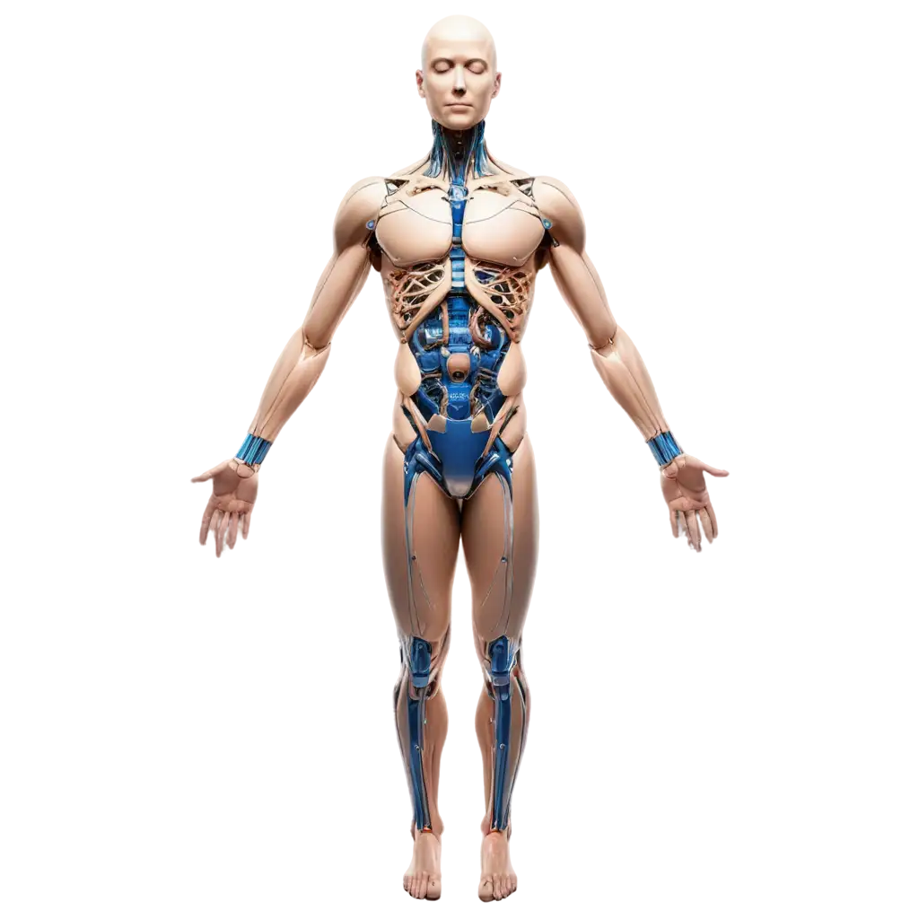 Technological-Human-Body-PNG-Image-with-Orbiting-Human-Cells-AI-Art-Prompt