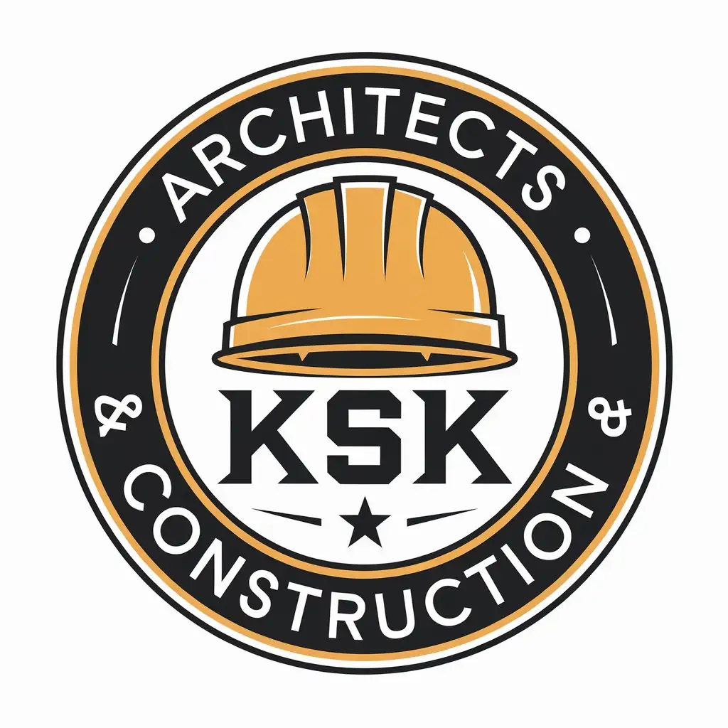 LOGO Design for KSK ARCHITECTS CONSTRUCTION Vector Design Featuring Construction Hat Man on Clear Background