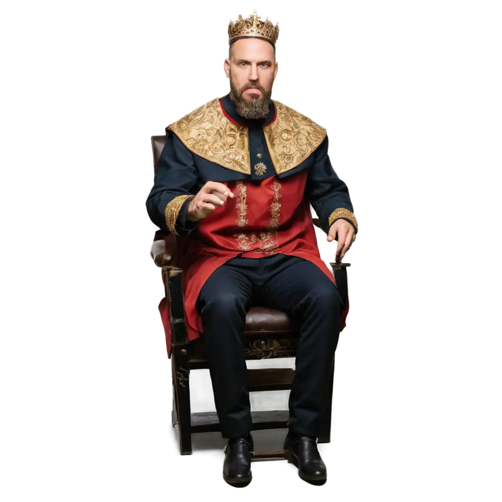 Medieval-Bearded-Emperor-Sitting-in-Barber-Chair-PNG-Image