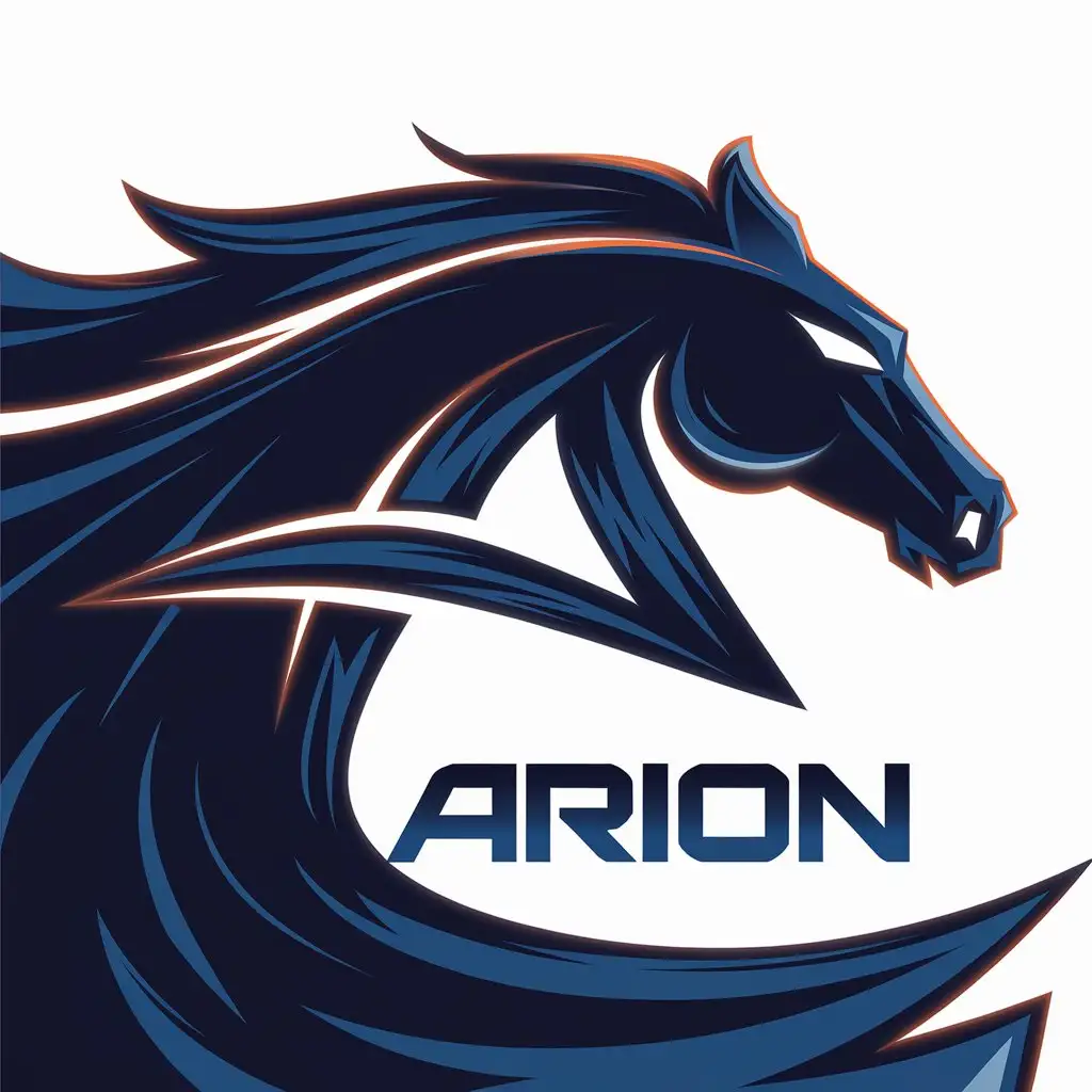 LOGO Design for Arion Speed Agility Power with Abstract Horse Mane and Bold BlueOrange Theme