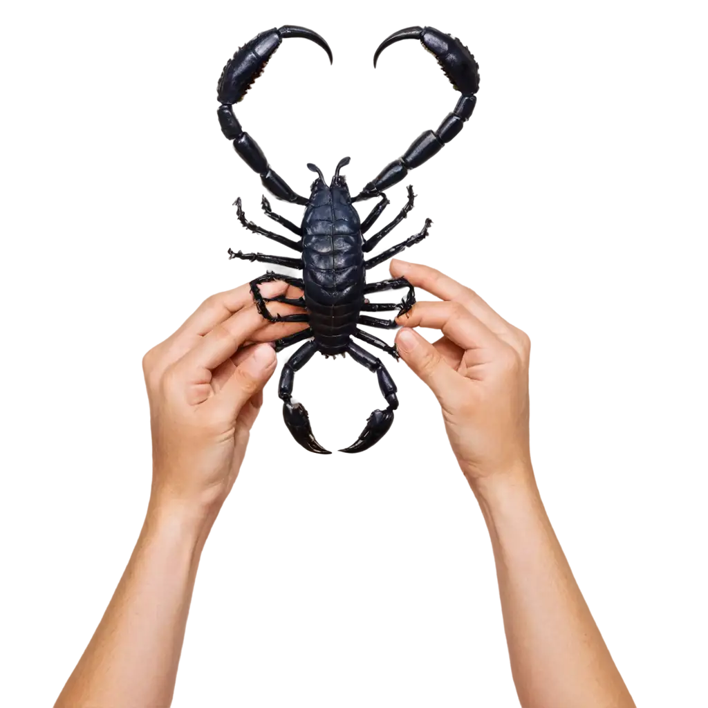 Hand-Holding-a-Stick-with-Scorpion-PNG-Image-for-HighQuality-Visual-Use