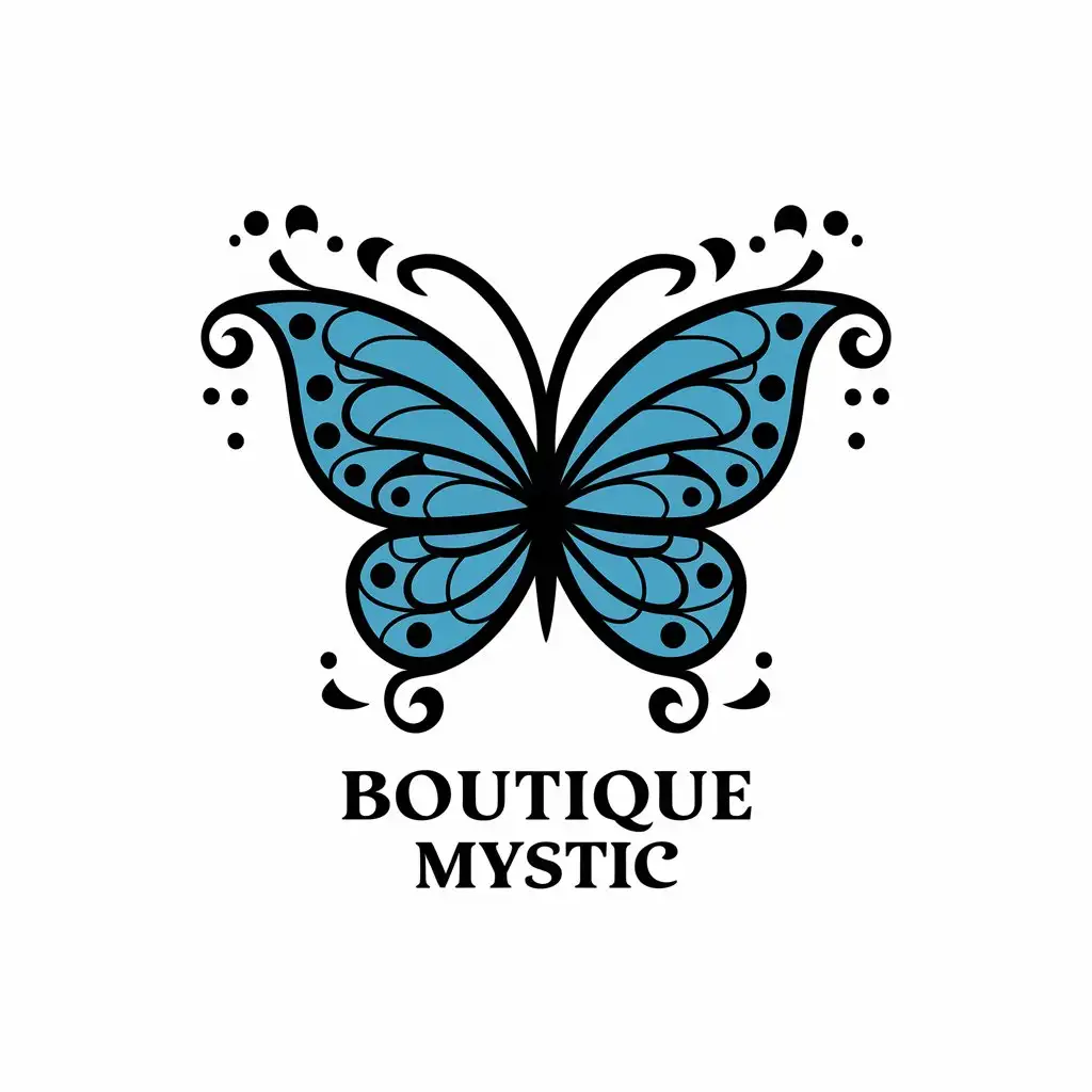 a vector logo design,with the text "Boutique Mystic", main symbol:Butterfly,Moderate,be used in Retail industry,clear background