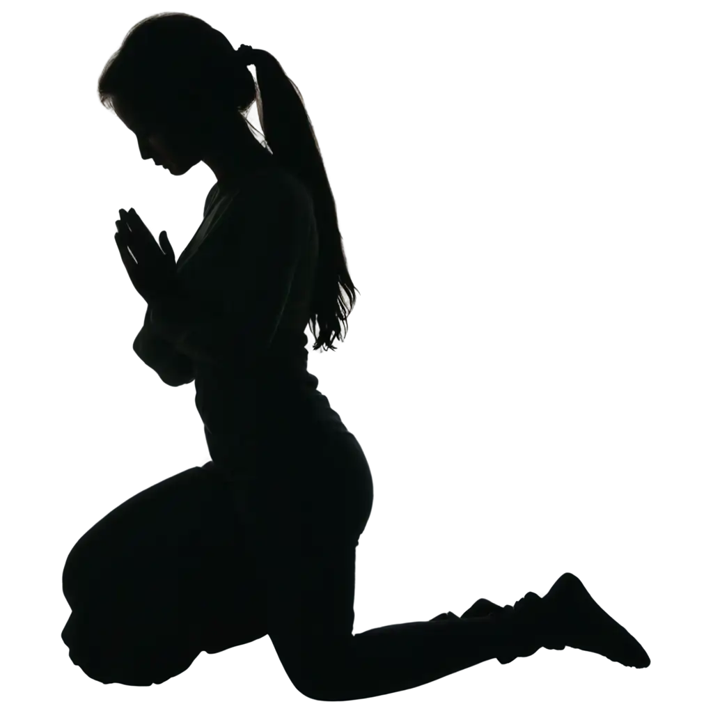 HighQuality-PNG-Image-of-Silhouette-Woman-Kneeling-in-Prayer