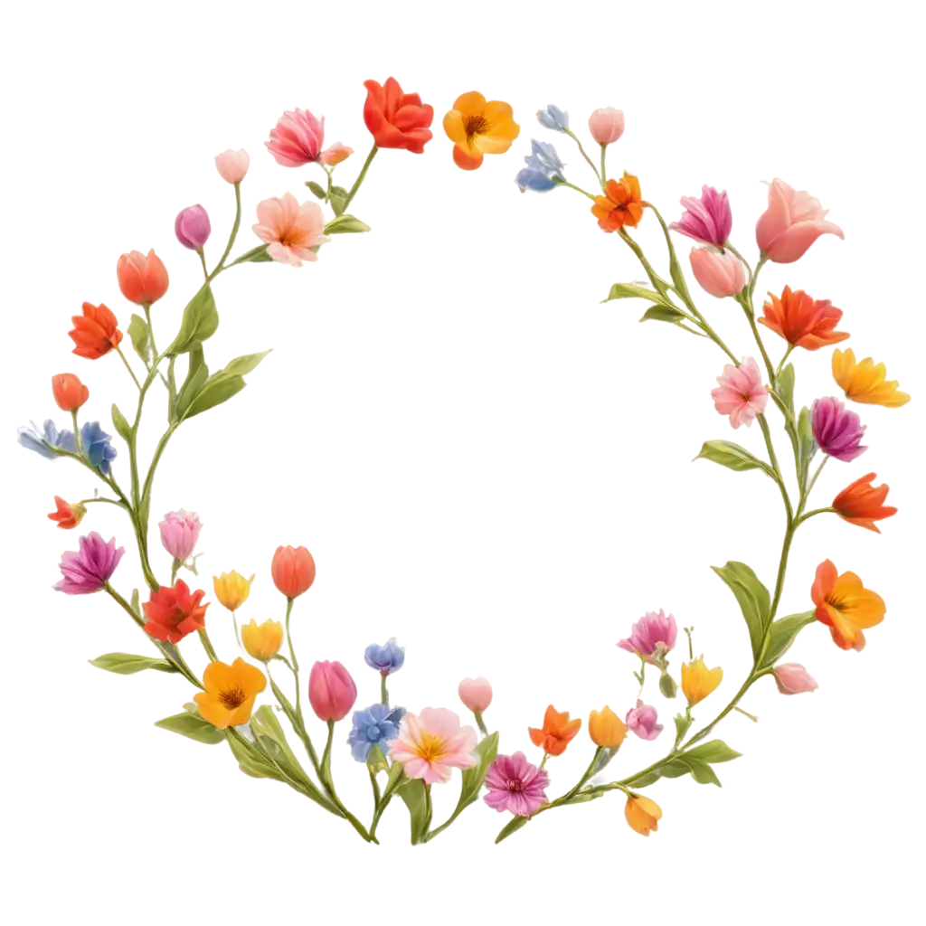 Vibrant-Animated-Flowers-in-Round-PNG-Image-Enhancing-Online-Presence