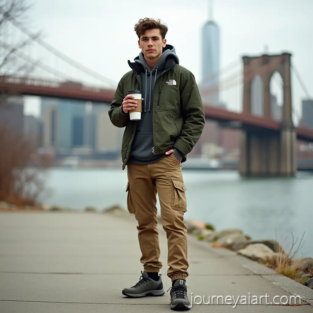 StylishUrban-Gorpcore-Style-Shot-Young-Person-in-Gorpcore-Fashion-on-Urban-Embankment-with-Autumn-Cityscape