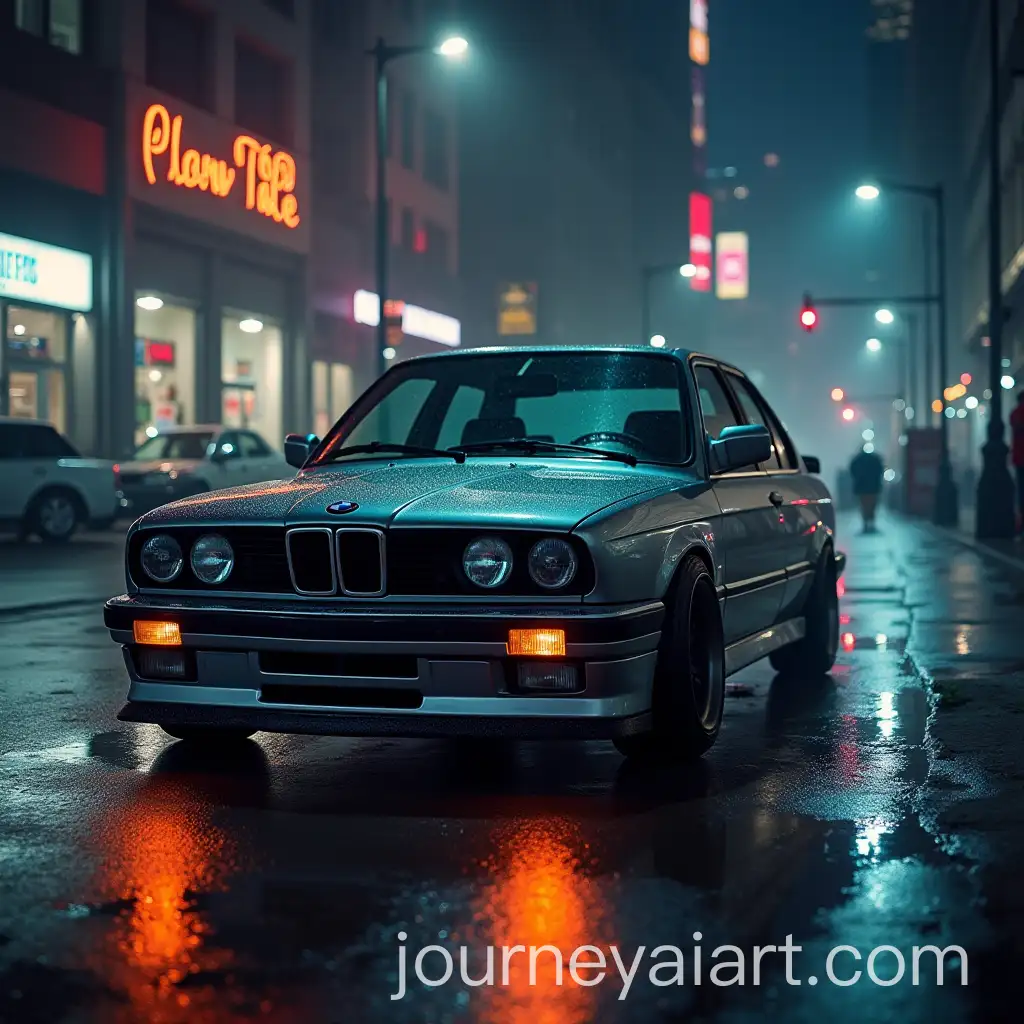 BMW-E30-in-Blade-Runner-Style-with-Futuristic-Elements