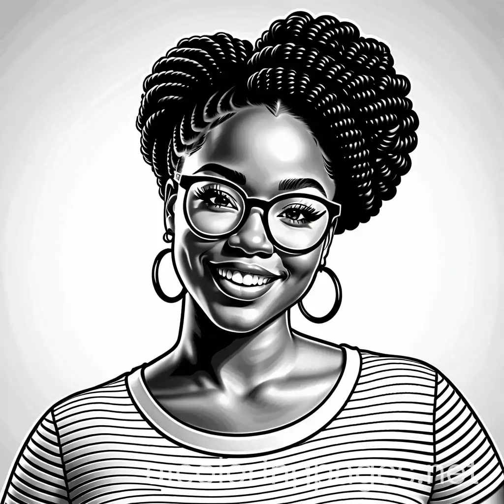 African-American-Woman-Coloring-Page-with-Glasses-and-Hoop-Earrings