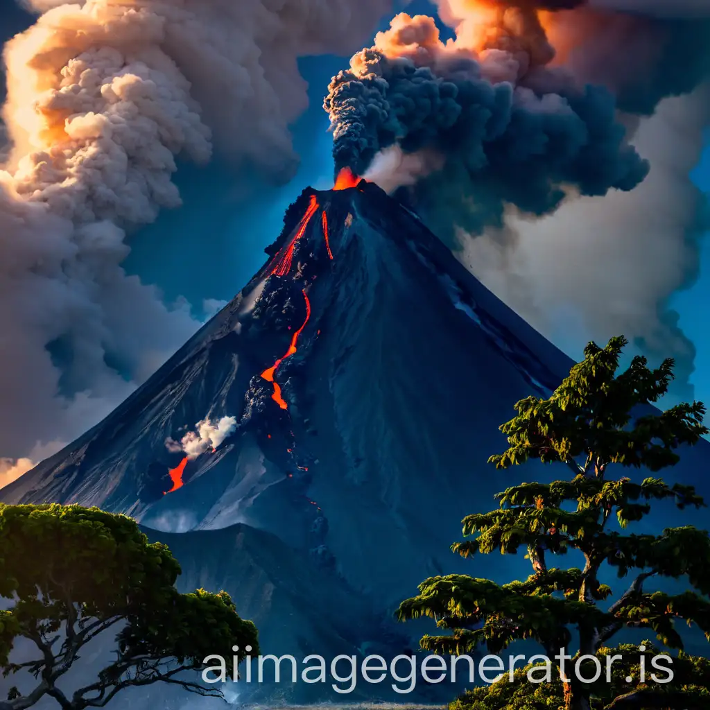 volcano with lava