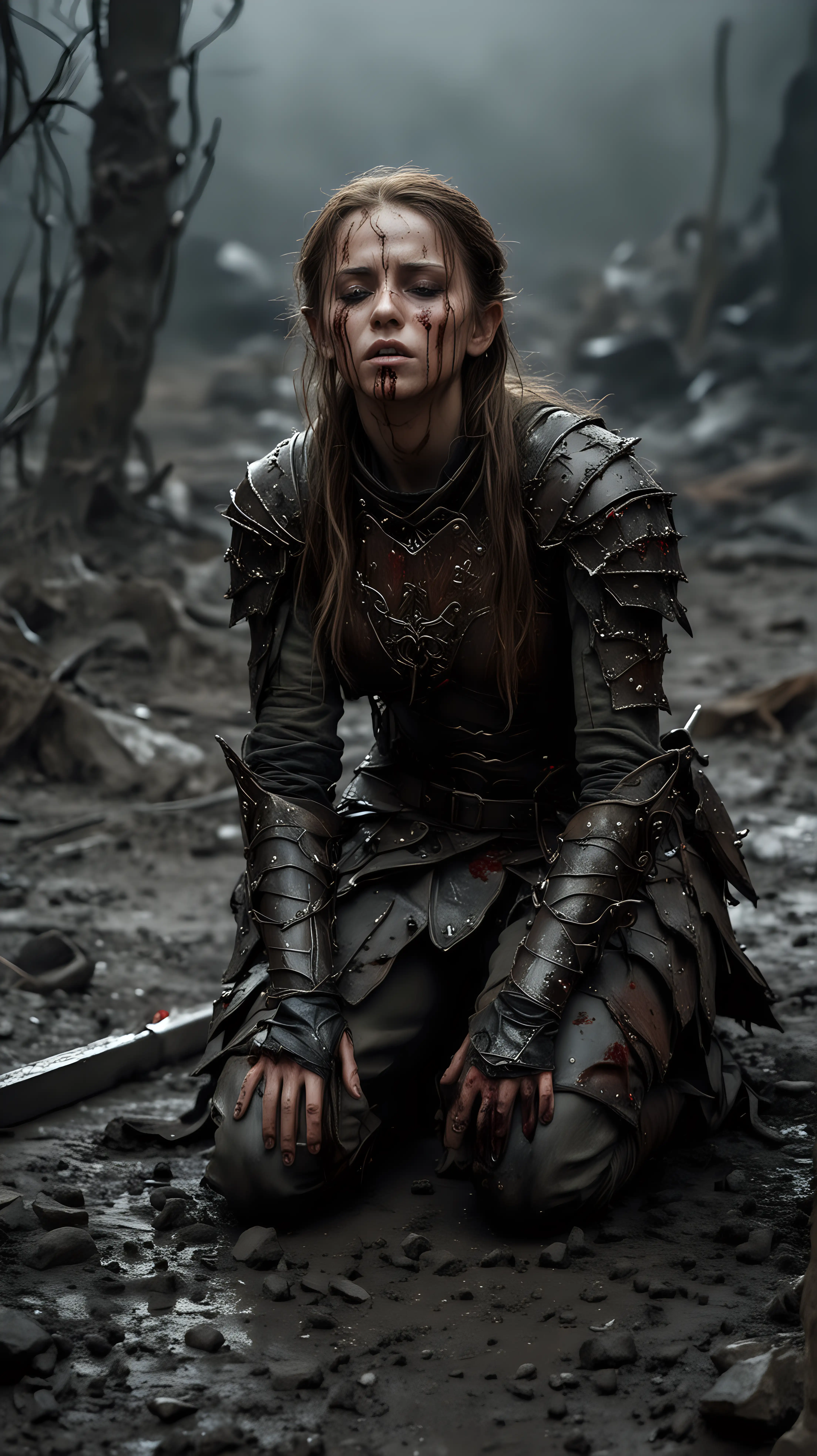 Wounded-Elf-Queen-on-a-Desolate-Battlefield-at-Night