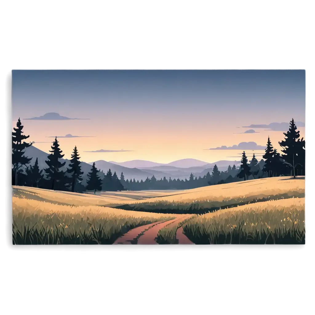 2D-Animated-Evening-Ground-with-Frame-Outside-PNG-Image