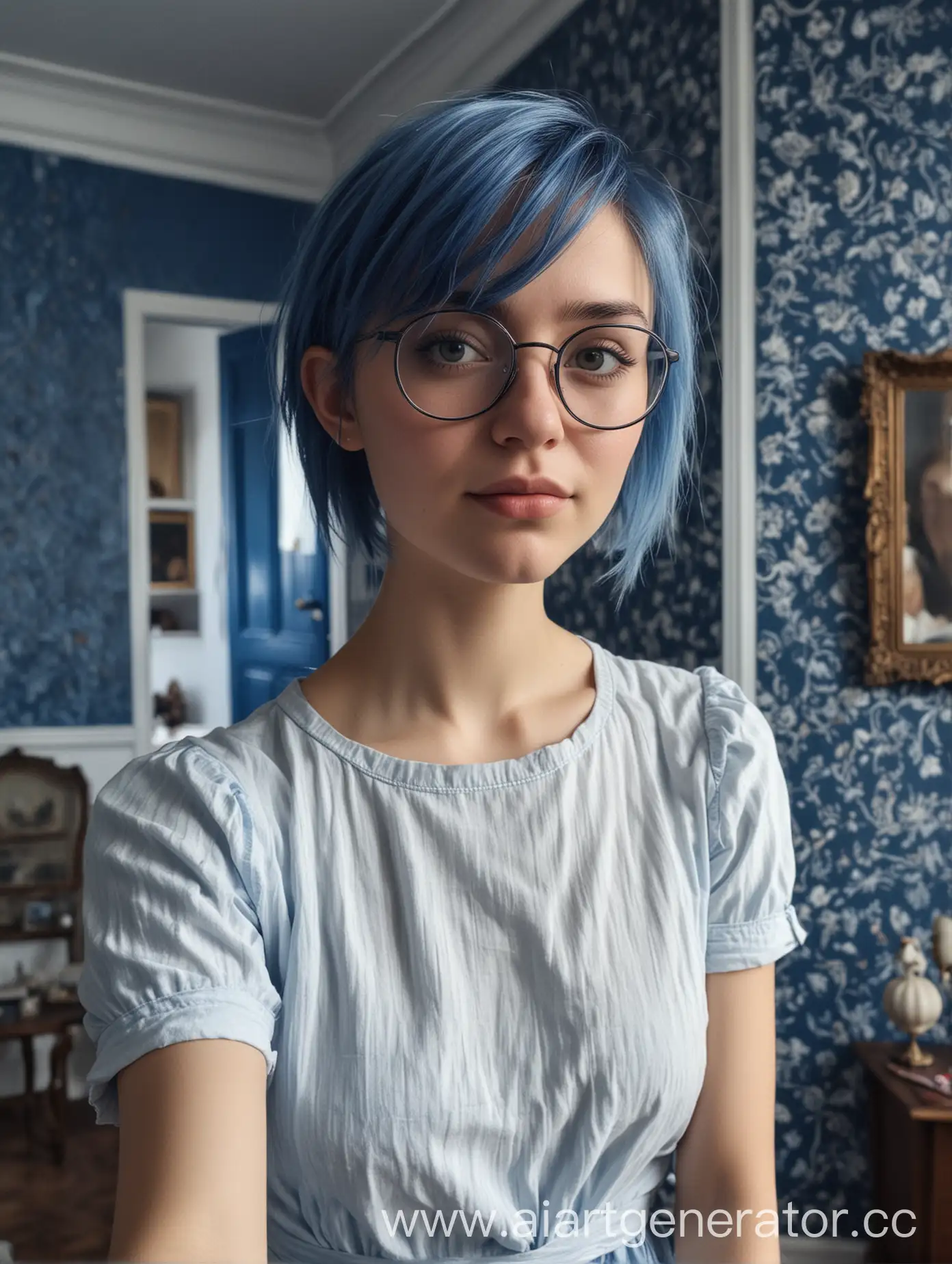 Lonely-Girl-in-Blue-and-White-Room-Selfie