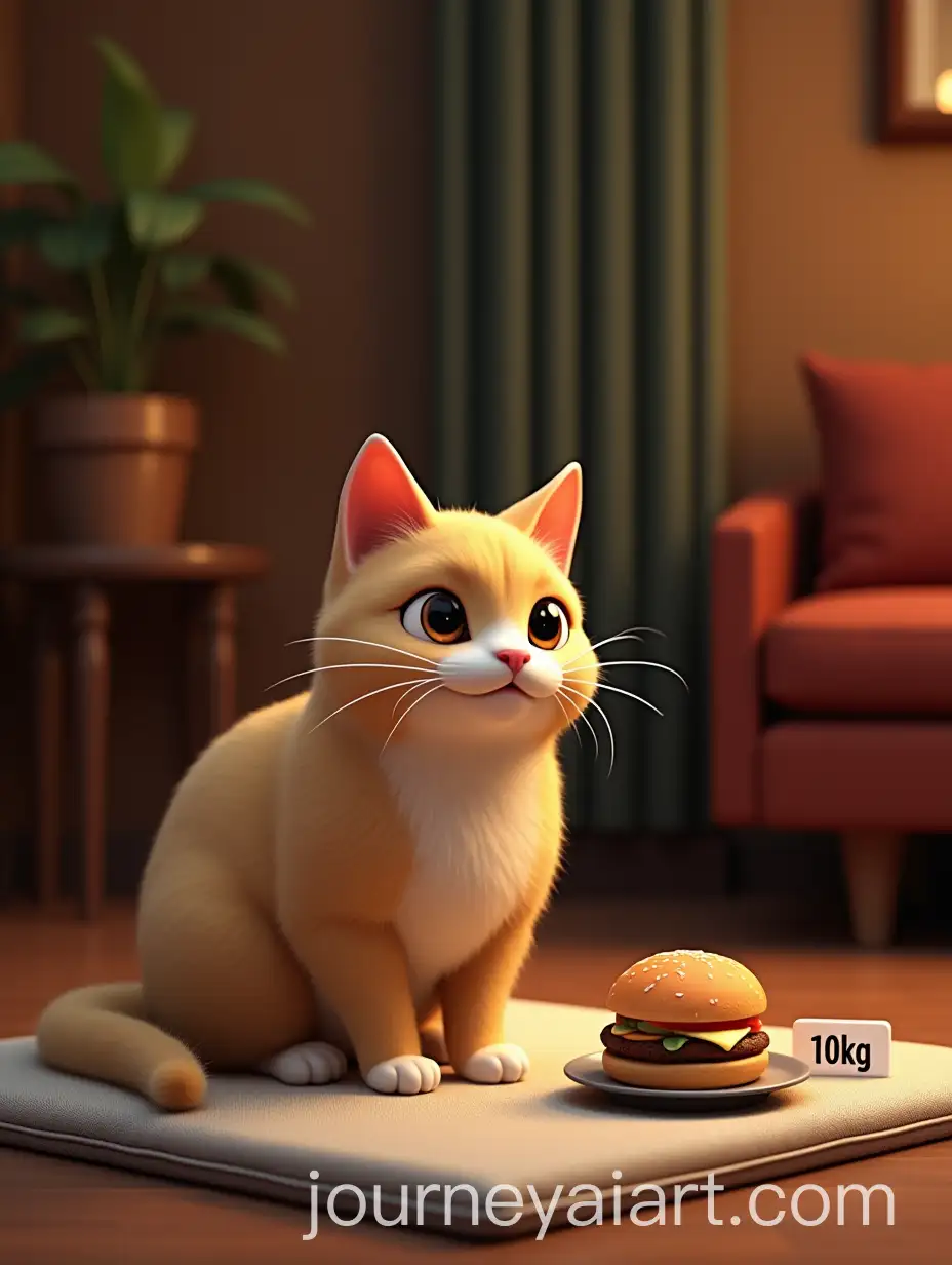 Healthy-Cat-Enjoying-a-Burger-in-a-Luxurious-Room