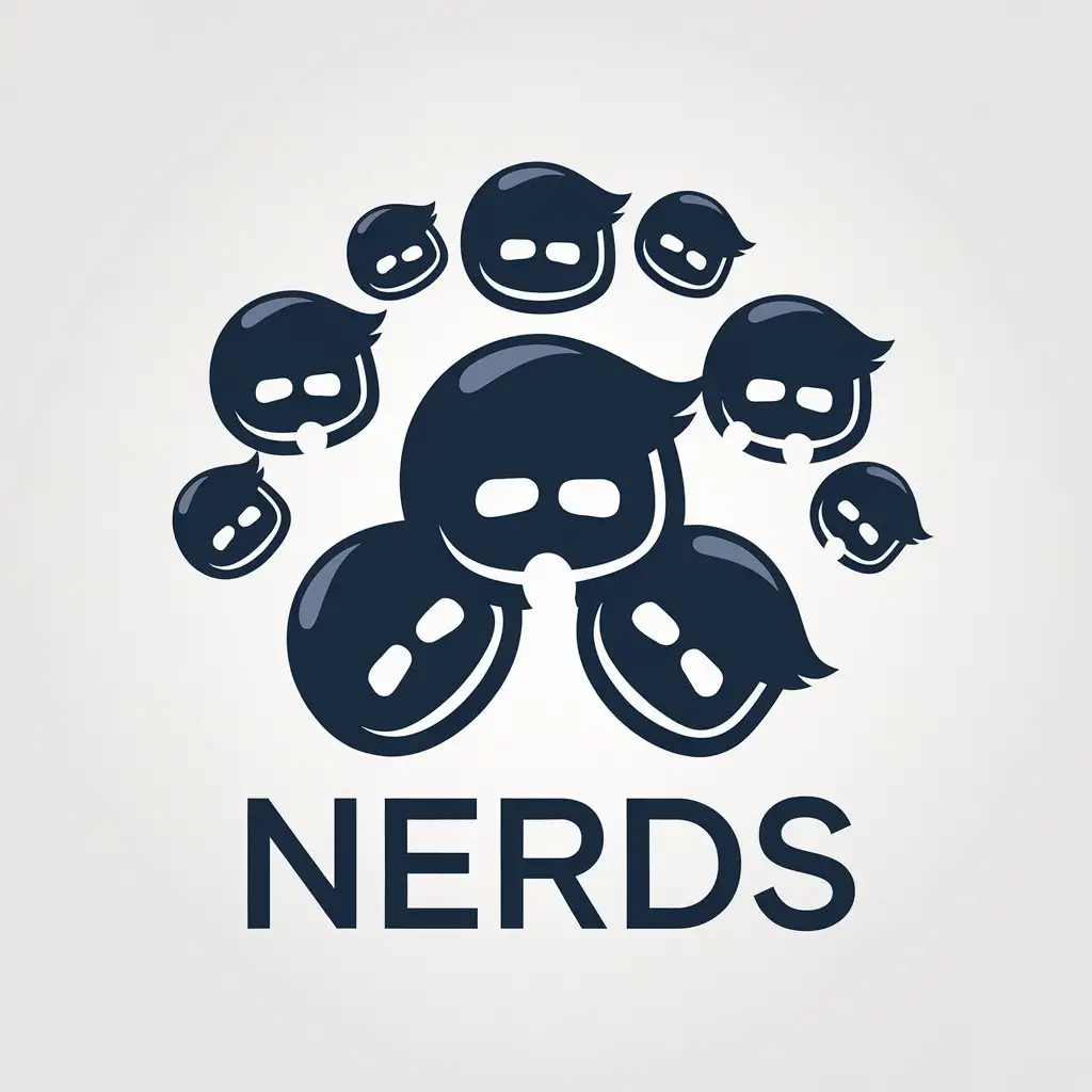 LOGO Design for Nerds Dark Blue Nerd Emojis on White Background for Education Industry