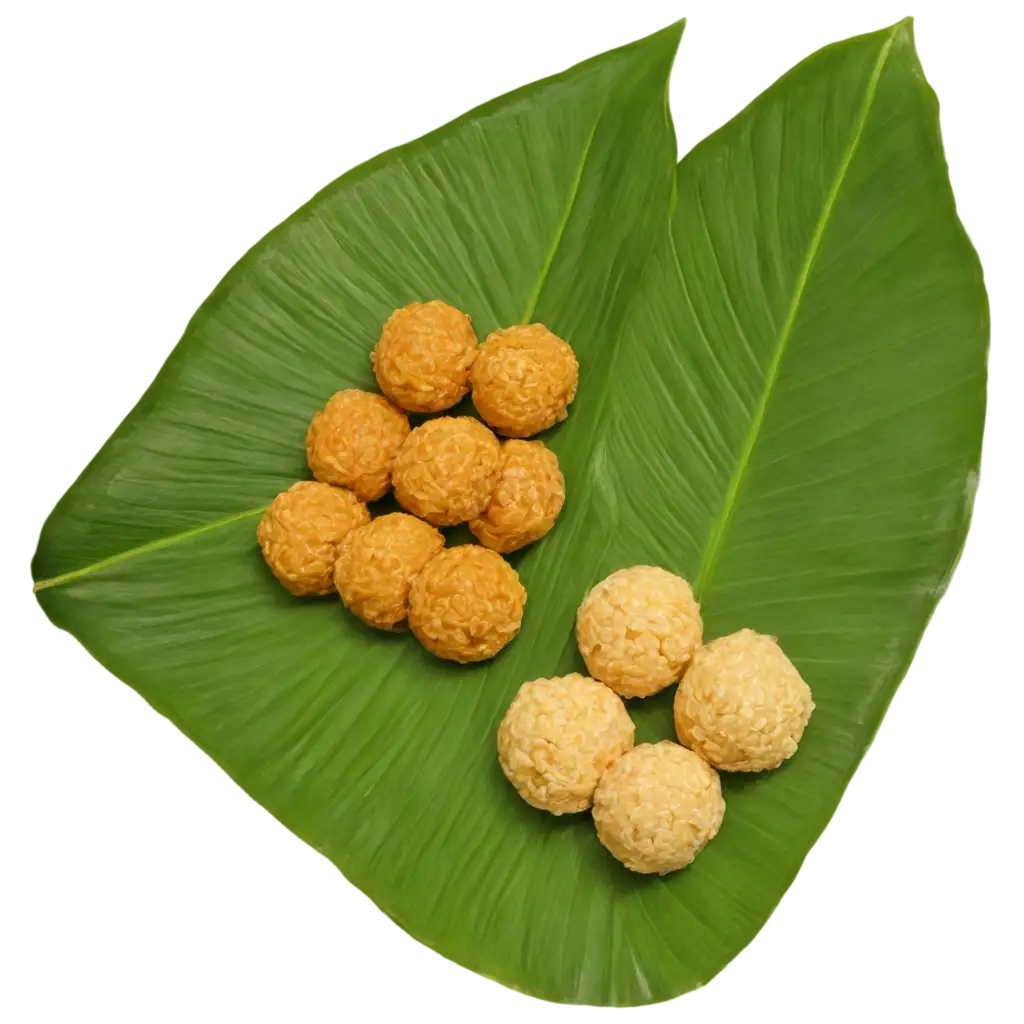 Delicious-Sweets-in-PNG-Format-Laddu-Kaju-Katli-and-More-on-Banana-Leaf