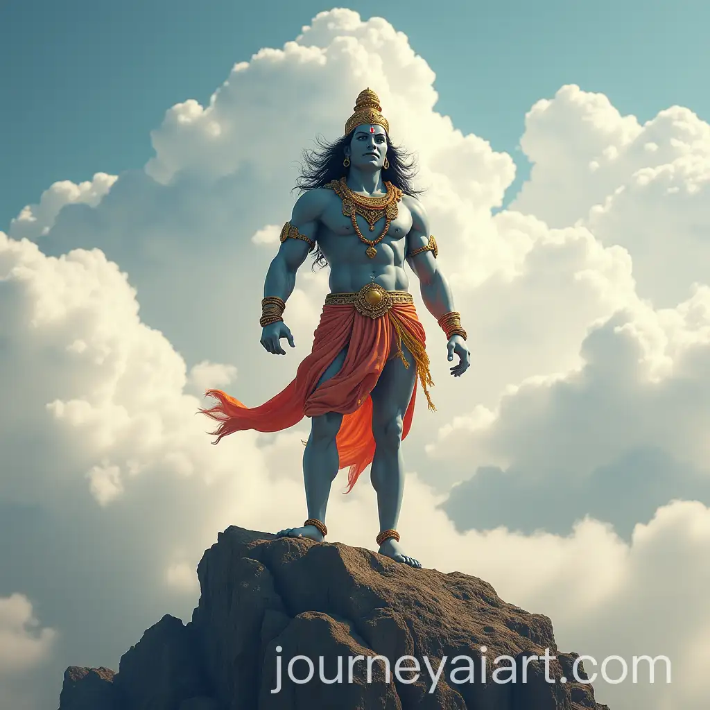 Lord-Hanuman-Standing-Majestically-on-a-Peak-Hill-Above-the-Clouds