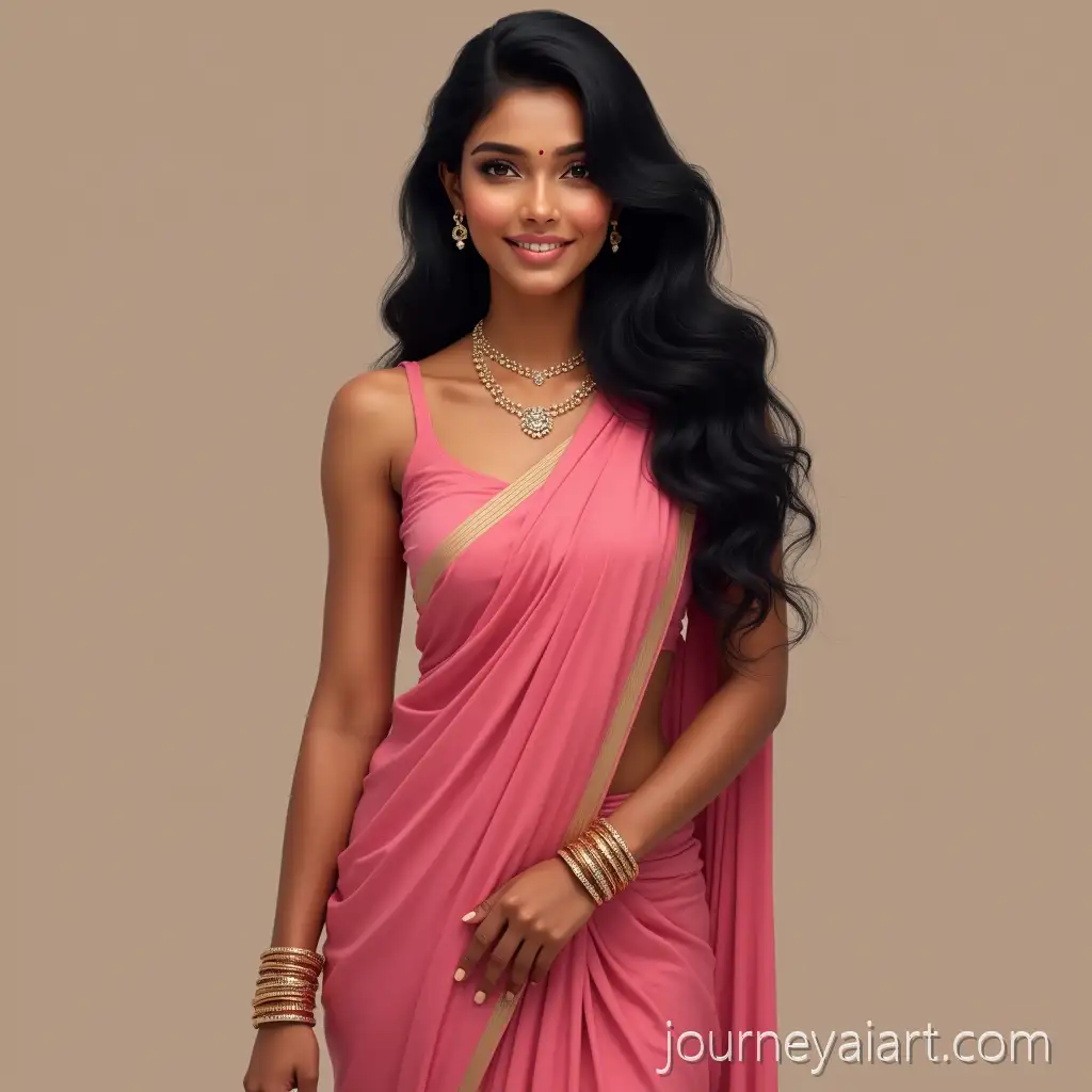 29YearOld-North-IndianIndian-woman-in-saree-Woman-in-Traditional-Pink-Saree-with-Diamond-Mangalsutra-and-Gold-Bangles