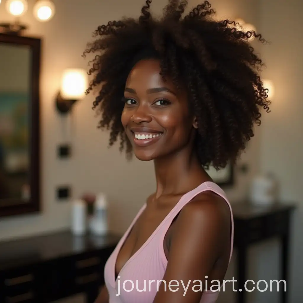 Beautiful-Young-Black-Woman-in-Hair-Salon-Standing-Portrait