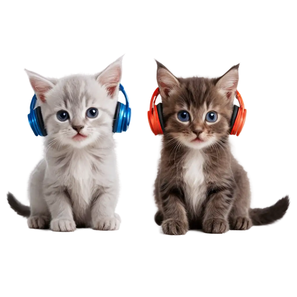 Adorable-Cute-Kittens-with-Headphones-PNG-Image-Playful-Feline-Friends-Enjoying-Music