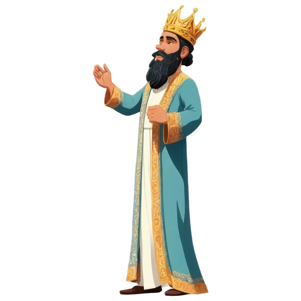 PNG-Cartoon-Bearded-King-Singing-in-Middle-Eastern-Robe