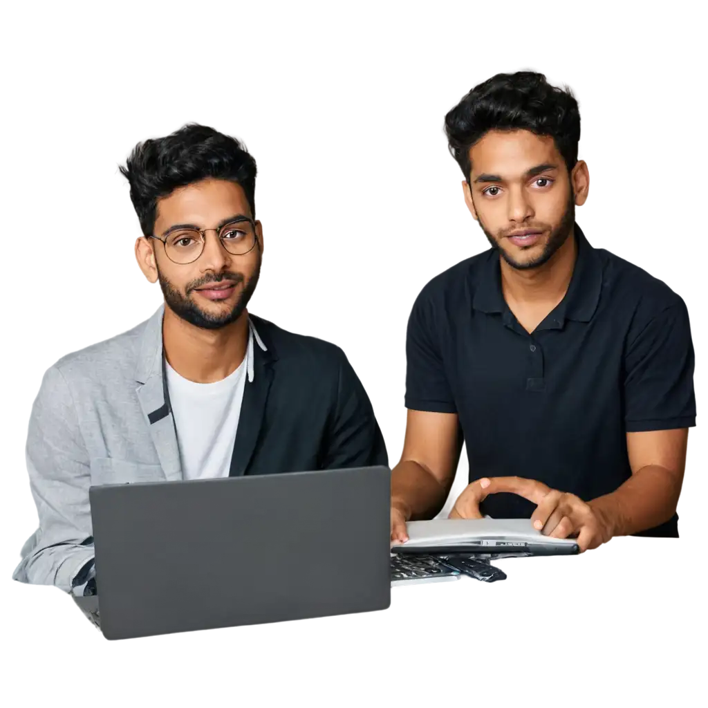 Young-Indian-Men-Students-Learning-Film-Editing-Using-Laptops-HighQuality-PNG-Image-for-Educational-and-Creative-Use