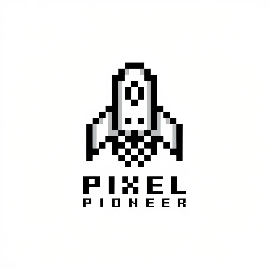 LOGO Design for Pixel Pioneer Pixelated Space Rocket in Technology Industry