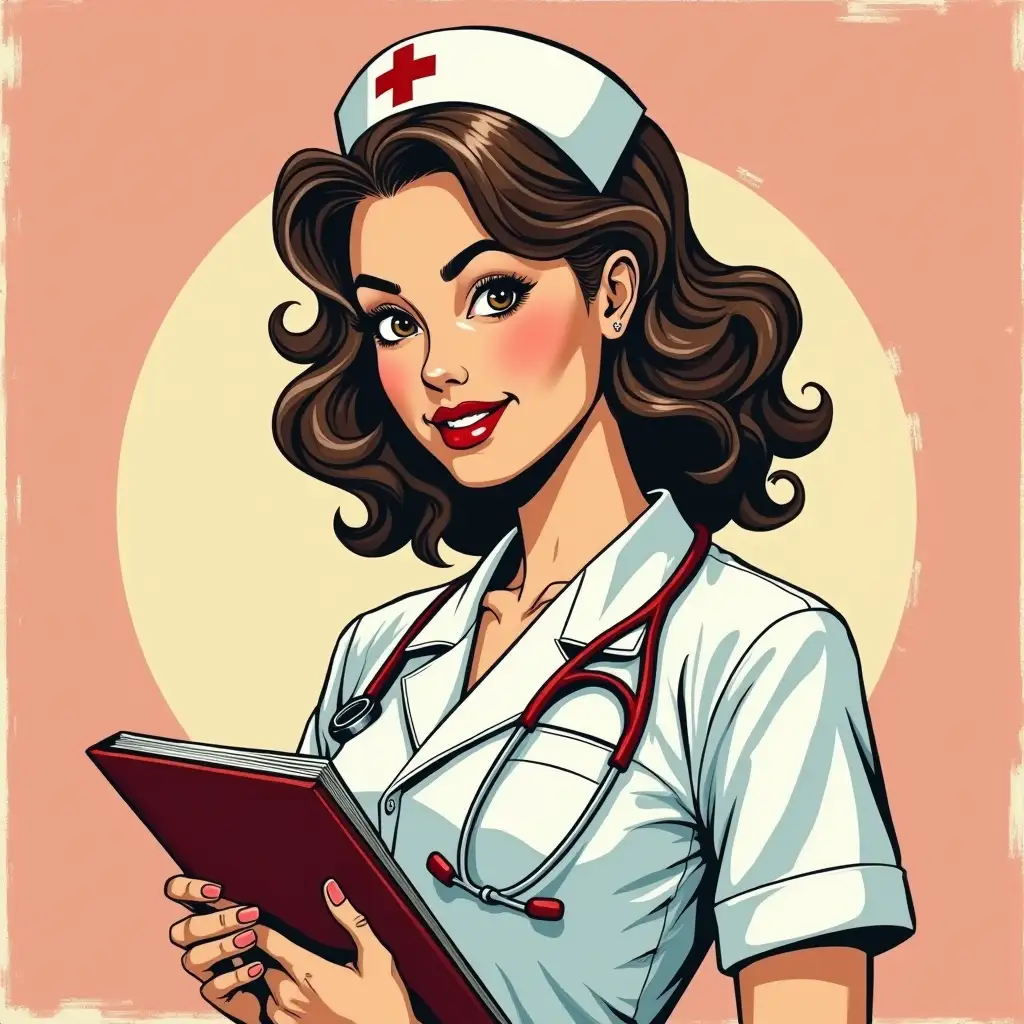 girl nurse with notebook in pop art style