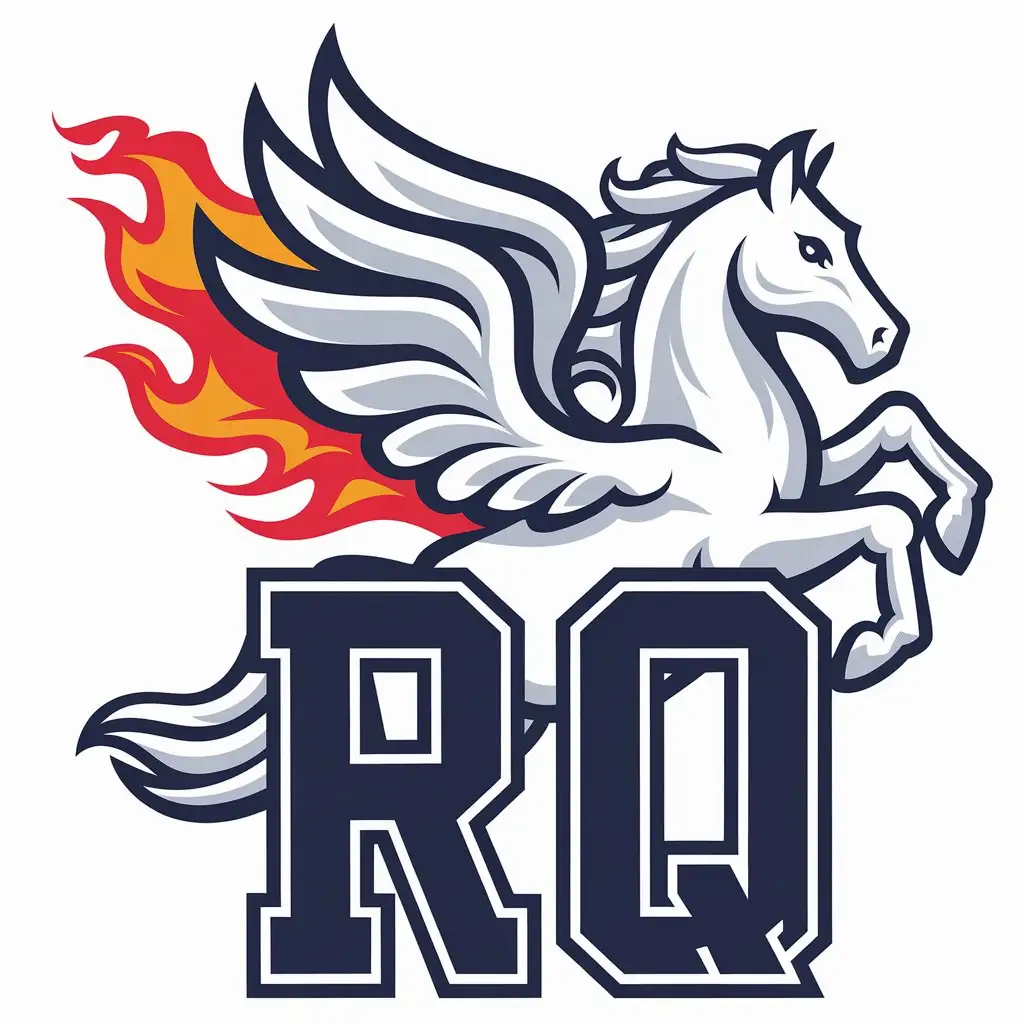 LOGO Design for RQ Vector Logo Featuring a White Pegasus with Fire for the Education Industry