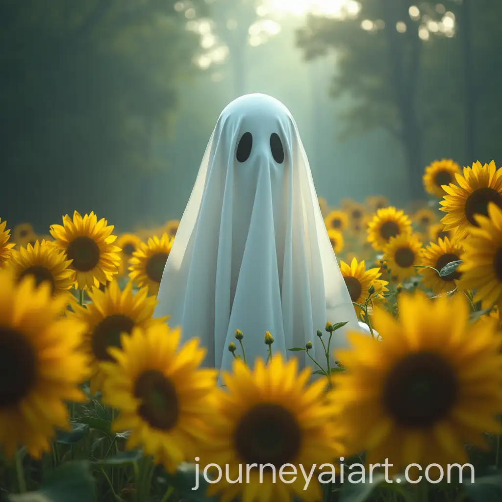 Ghost-Surrounded-by-Yellow-Sunflowers