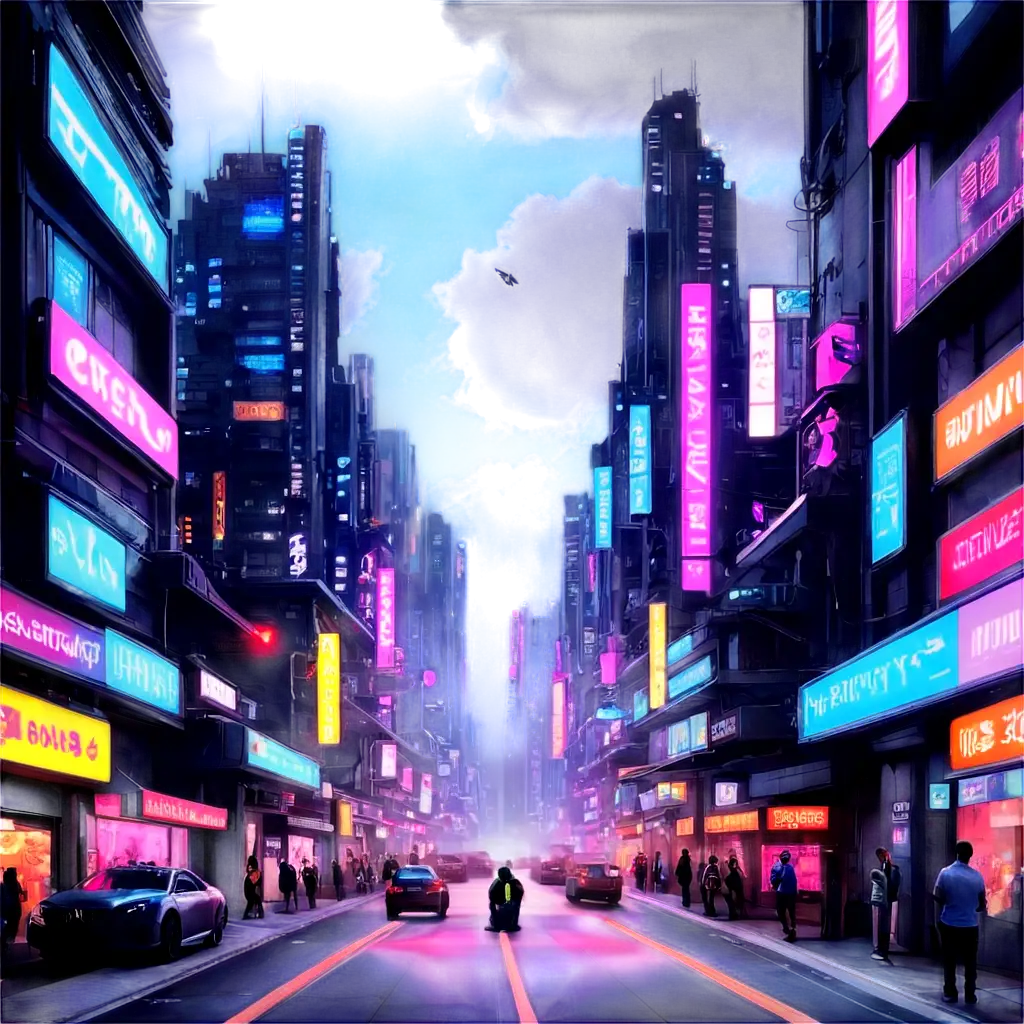 Exploring a futuristic cityscape at night, filled with neon lights and flying vehicles.