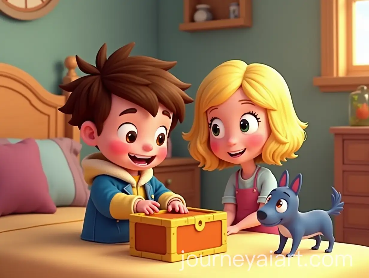Shark-Boy-Showing-Treasure-Box-to-Mom-in-Cozy-Kids-Room