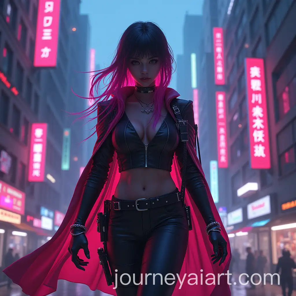 Cyberpunk-Neon-Warrior-Amidst-Pulsating-Cityscape