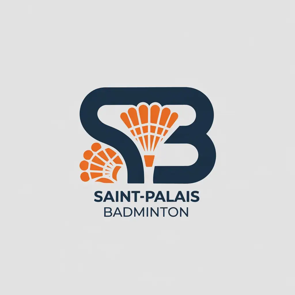 LOGO Design for SaintPalais Badminton Monogram SPB with Custom Lettering Unique Badminton Element