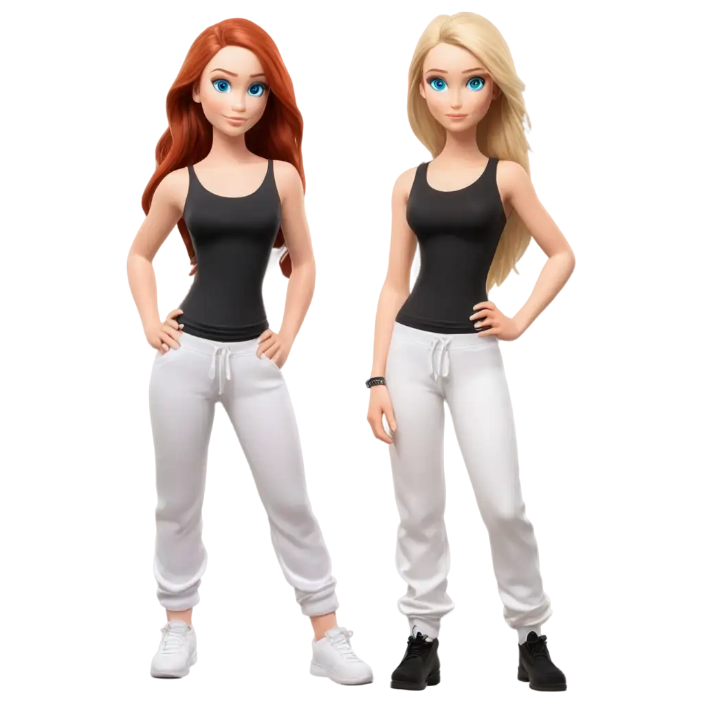 CartPNG-Image-Usage-Analysisoon-of-Two-16YearOld-Girls-in-Baggy-White-Sweatpants-and-Black-Tank-Tops-PNG-Image-for-Versatile-Use