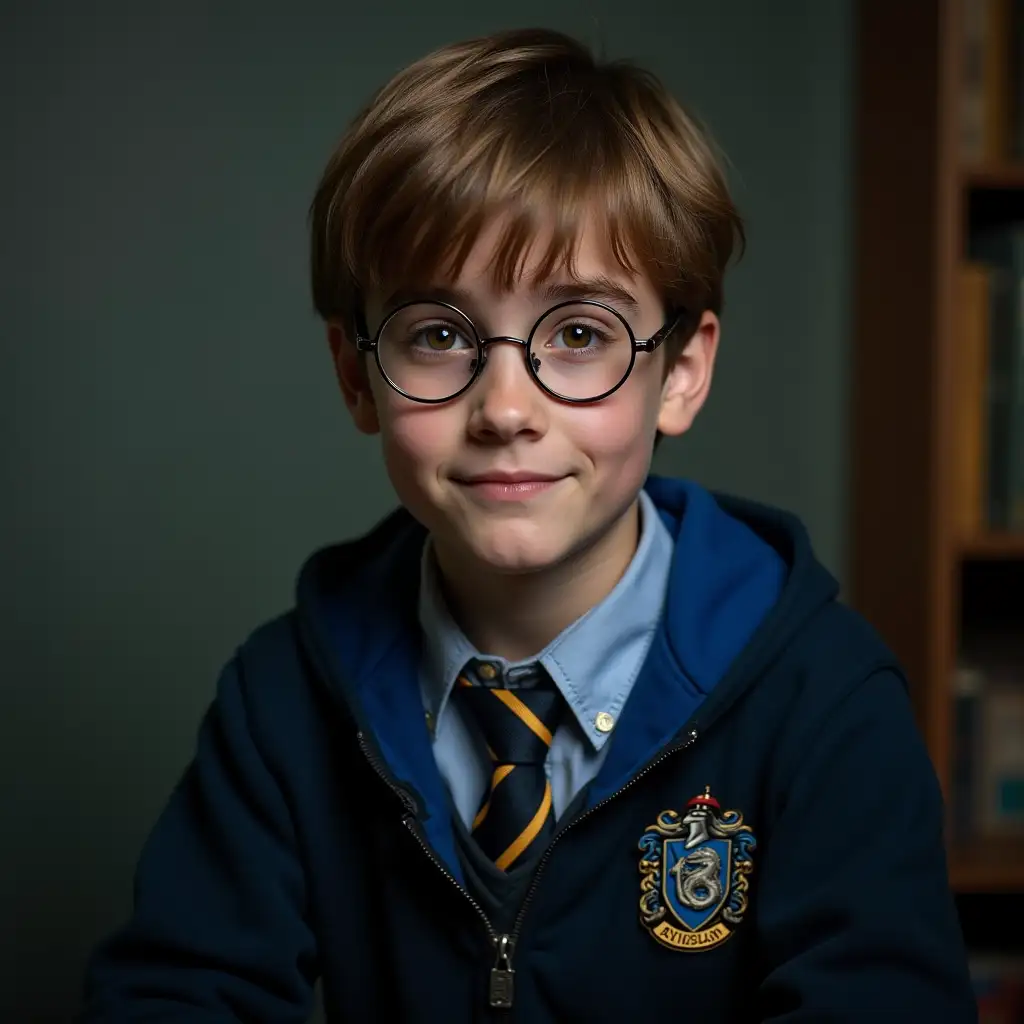 picture of a first-year ravenclaw harry potter student who is tall and doesn't look like a first-year student, but is still 11 years old, appearing more mature and not wearing glasses