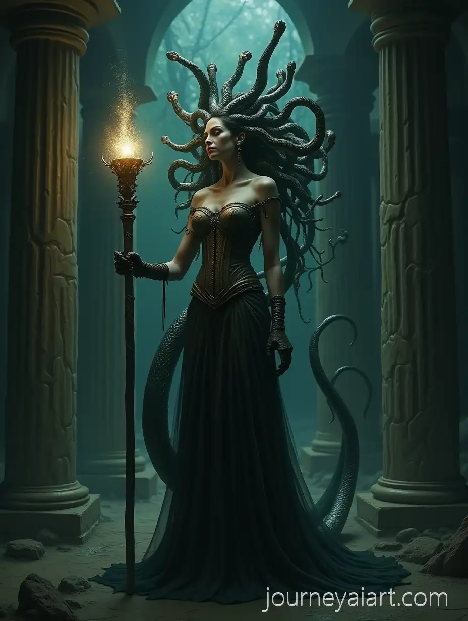 Dark-Fantasy-Medusa-Queen-in-a-StoneCavern-with-Glowing-Staff