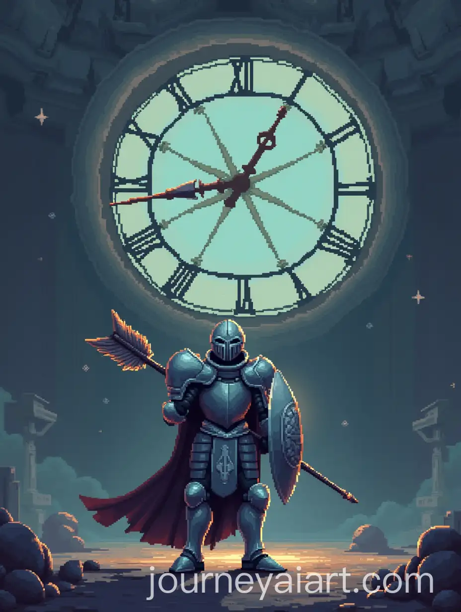 Knight-in-Silver-Armor-Facing-Broken-Clock-Tower