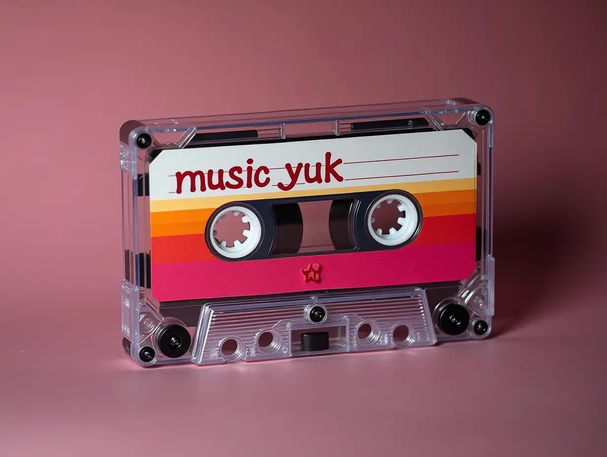 cassette with 'music yuk' written on it