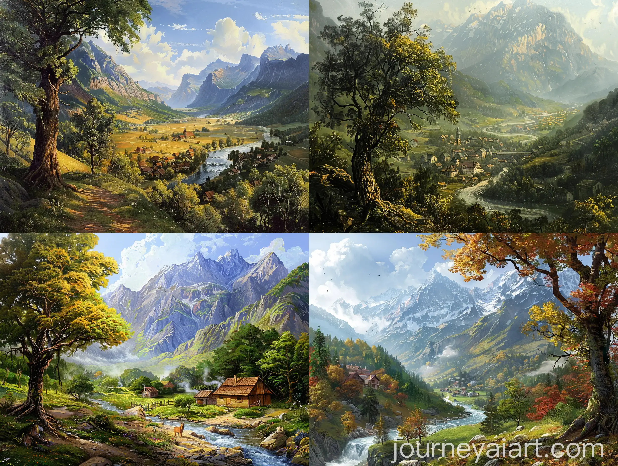 Serene-Mountain-Landscape-with-River-and-Village-Scene
