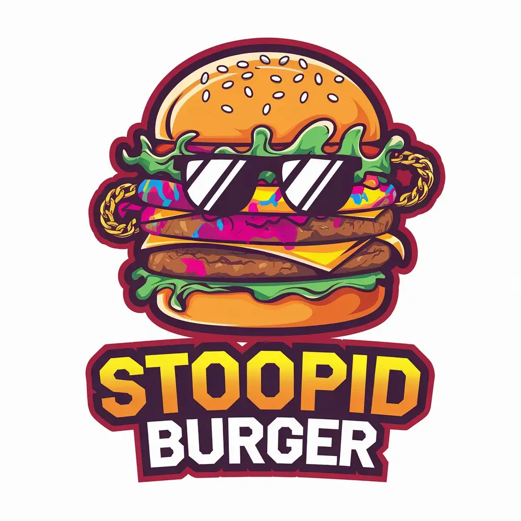 LOGO Design for Stoopid Burger Bold Bright and Urban GraffitiInspired with Hip Hop Burger Theme